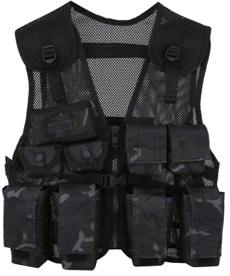 Kids Assault Vest BTP Black Camo Kombat UK